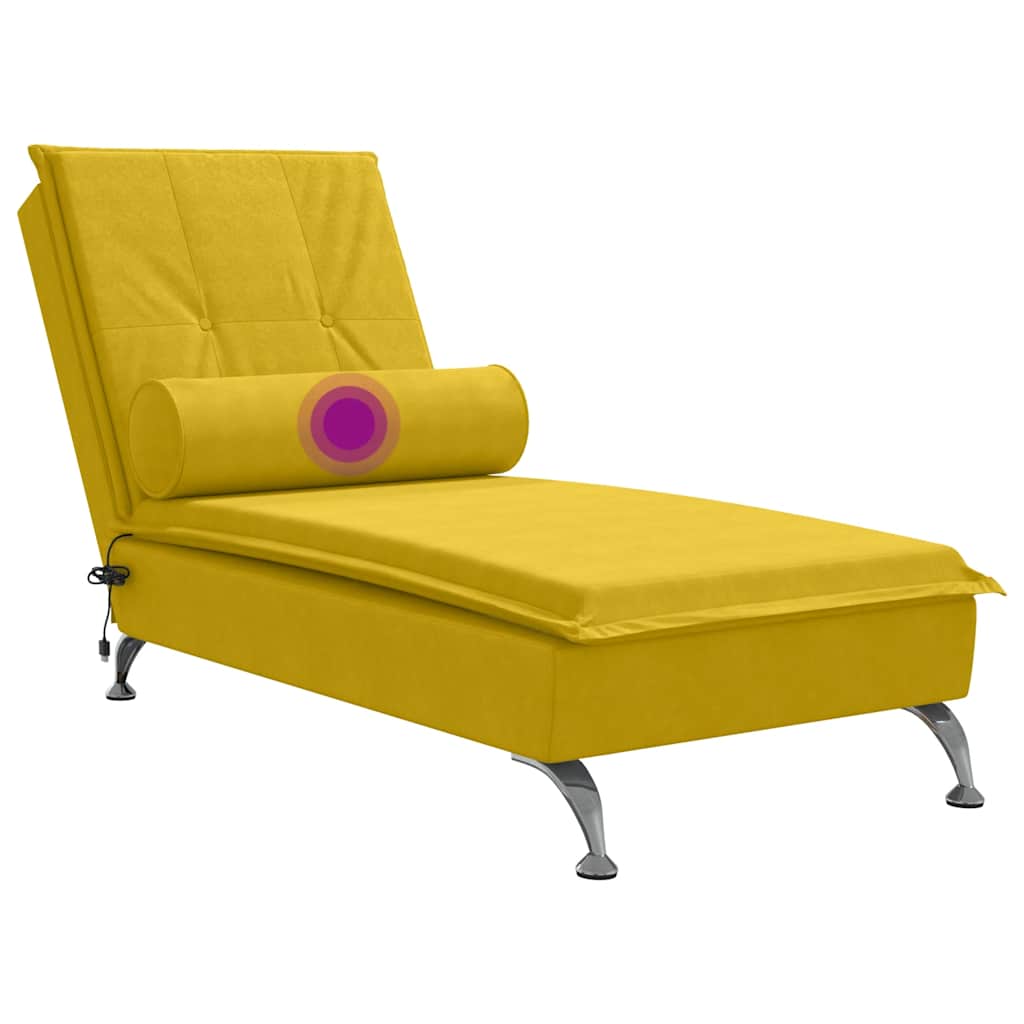 Massage-Chaiselongue mit Nackenrolle Hellgrau Samt