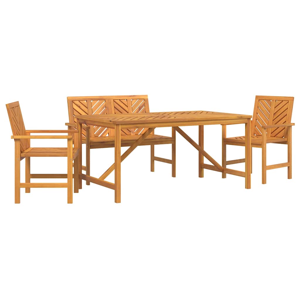 Garten Essgruppe 3 Stk. Braun Massivholz Akazie