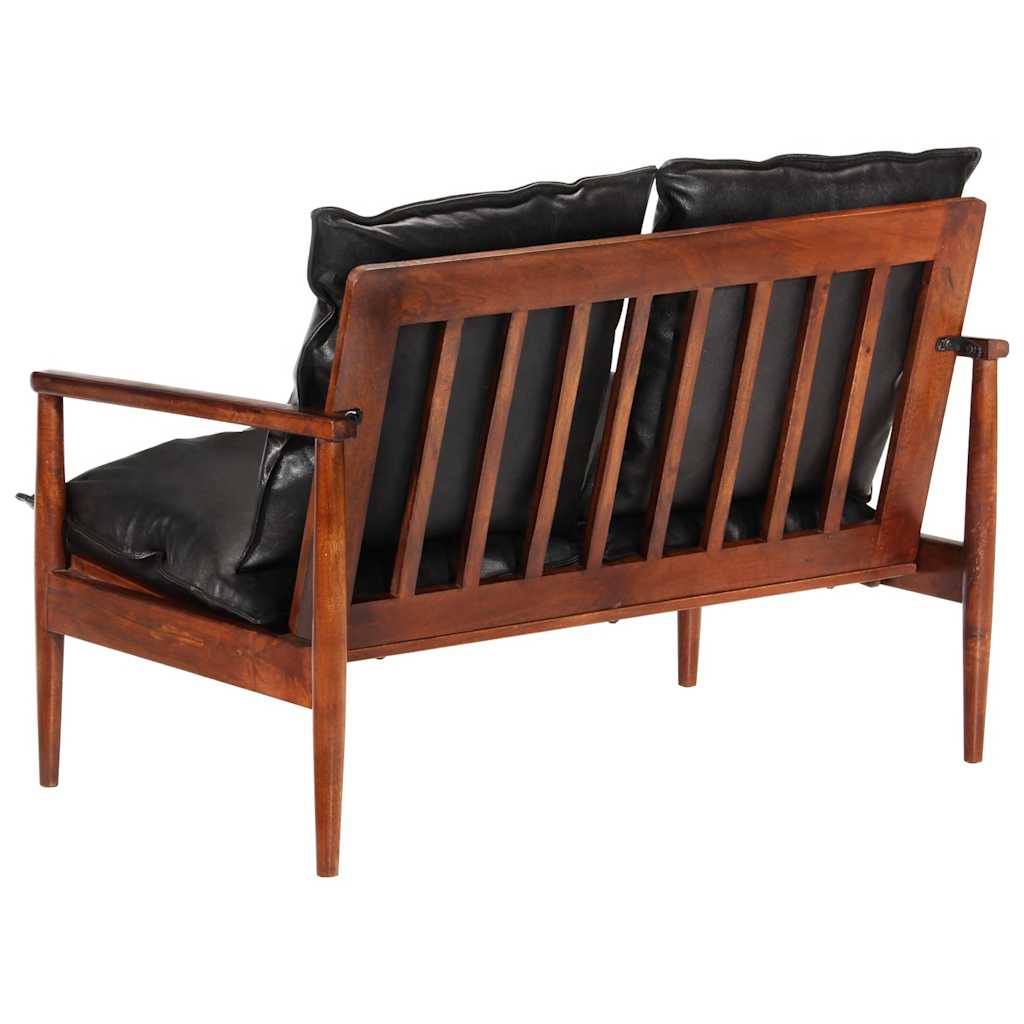 2-Sitzer-Sofa Echtleder Akazienholz Braun