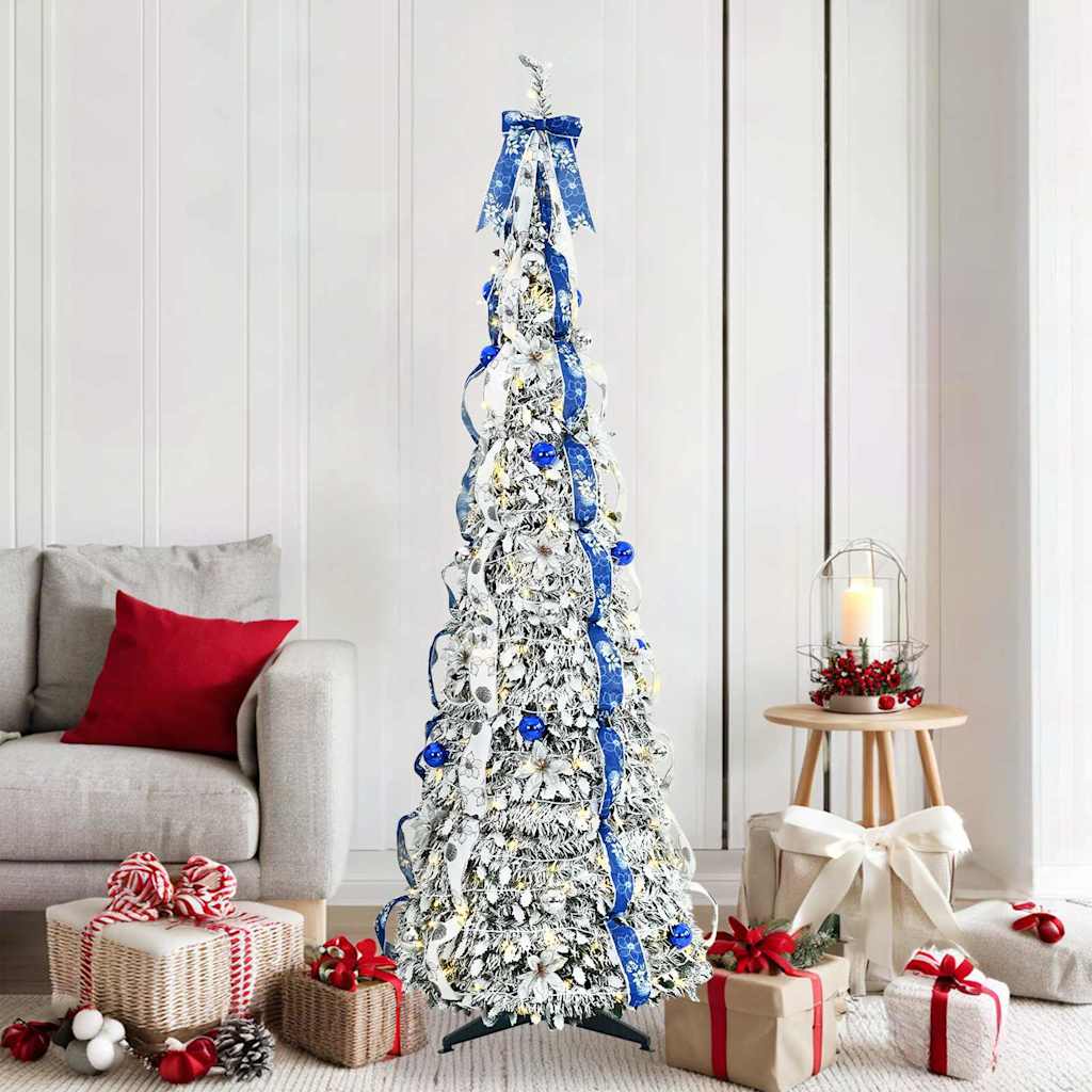 Künstlicher Weihnachtsbaum mit 50 LEDs Weiß 120 cm PVC