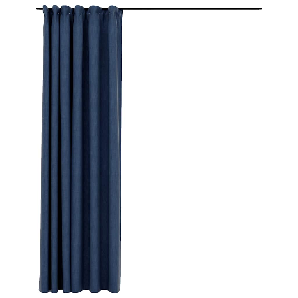 Verdunkelungsvorhänge mit Haken Leinenoptik Schwarz 290x245cm