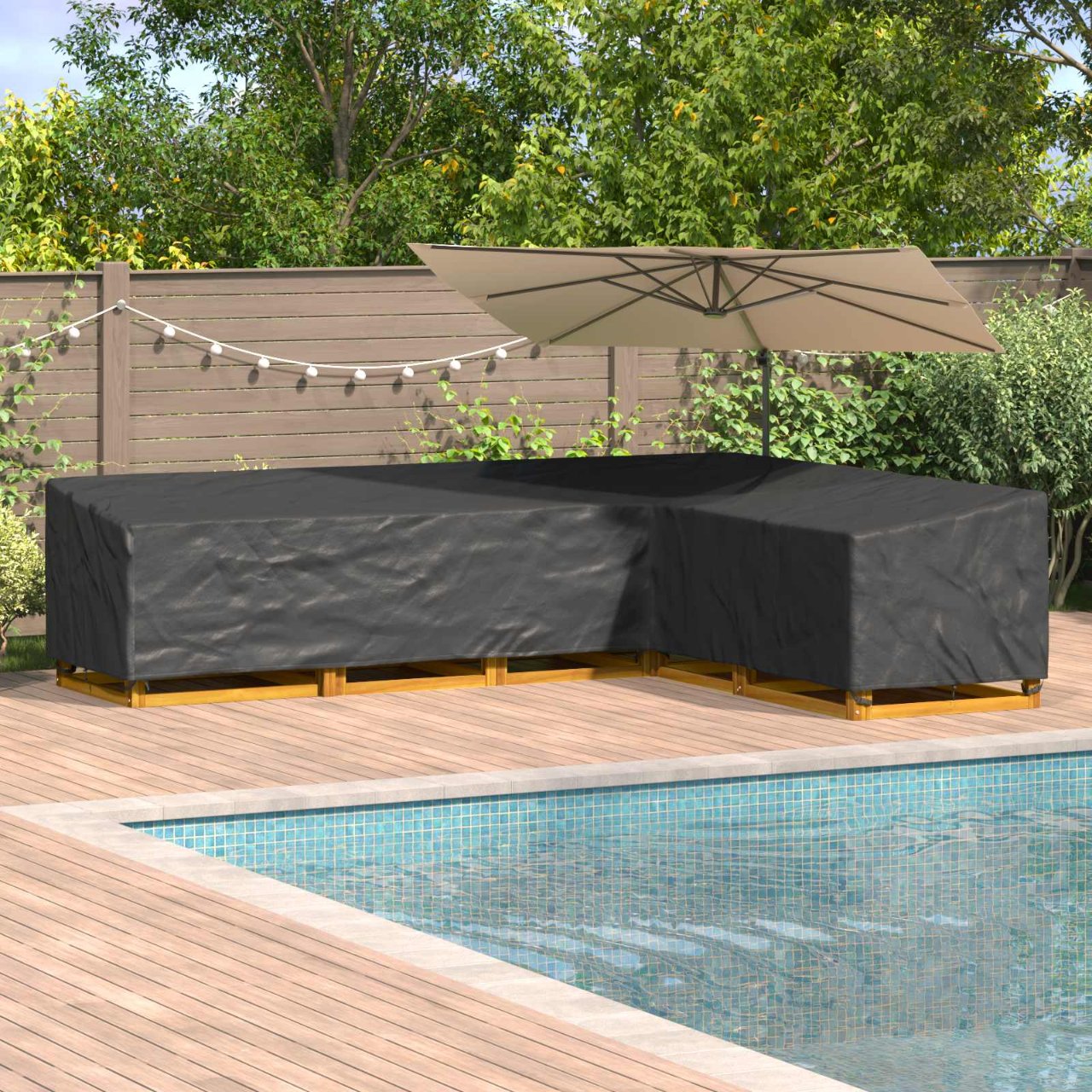 Möbelbezug Schwarz 235 x 235 x 85 cm 210D Oxford Stoff