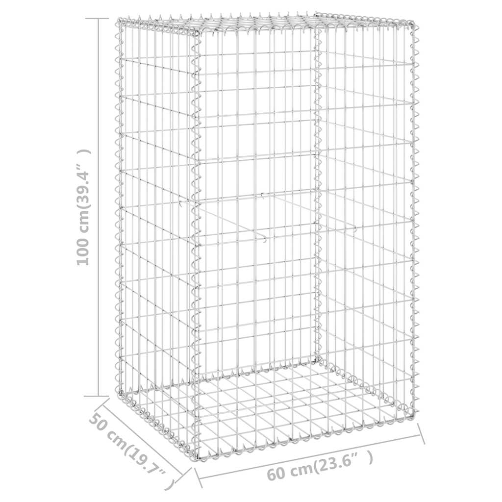 Gabionenwand mit Abdeckung Verzinkter Stahl 60x30x100 cm