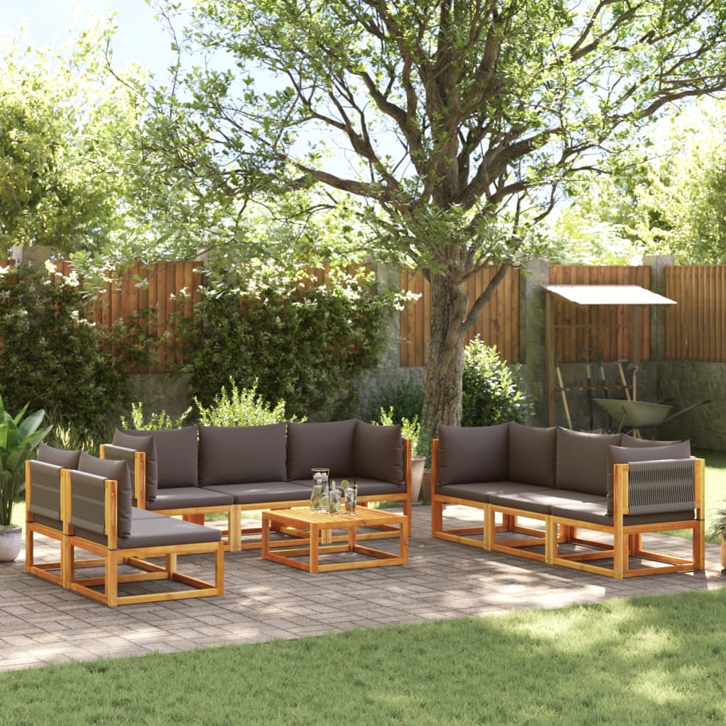 6-tlg. Gartensofa-Set mit Kissen Holz Akazie & Seil