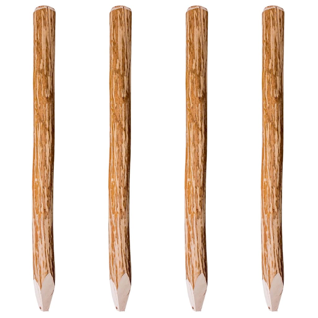 Zaunpfosten mit Spitzen Enden 4 Stk. Haselholz 120 cm