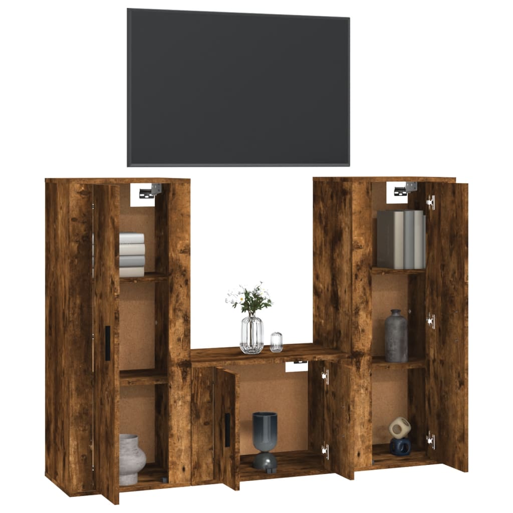 3-tlg. TV-Schrank-Set Weiß Holzwerkstoff