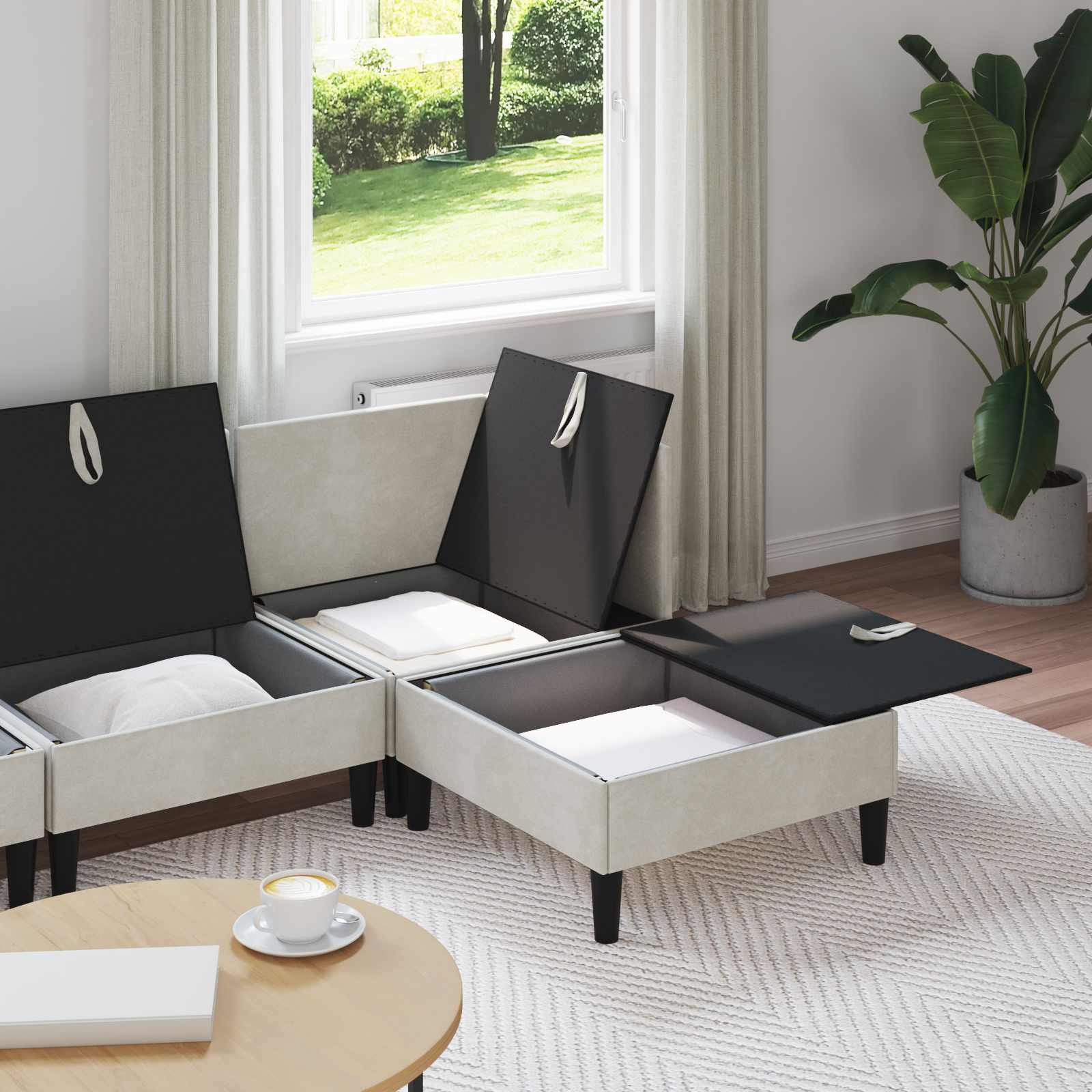 Wohnzimmergarnitur mit Kissen mit Speicher 3 pcs Hellgrau Samt