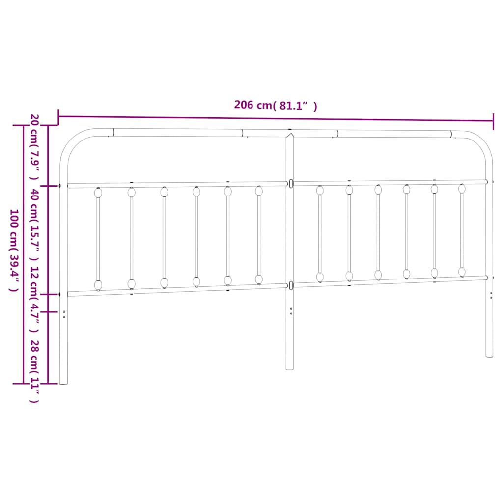 Ersatz-Kopfteil Metall Schwarz 75 cm