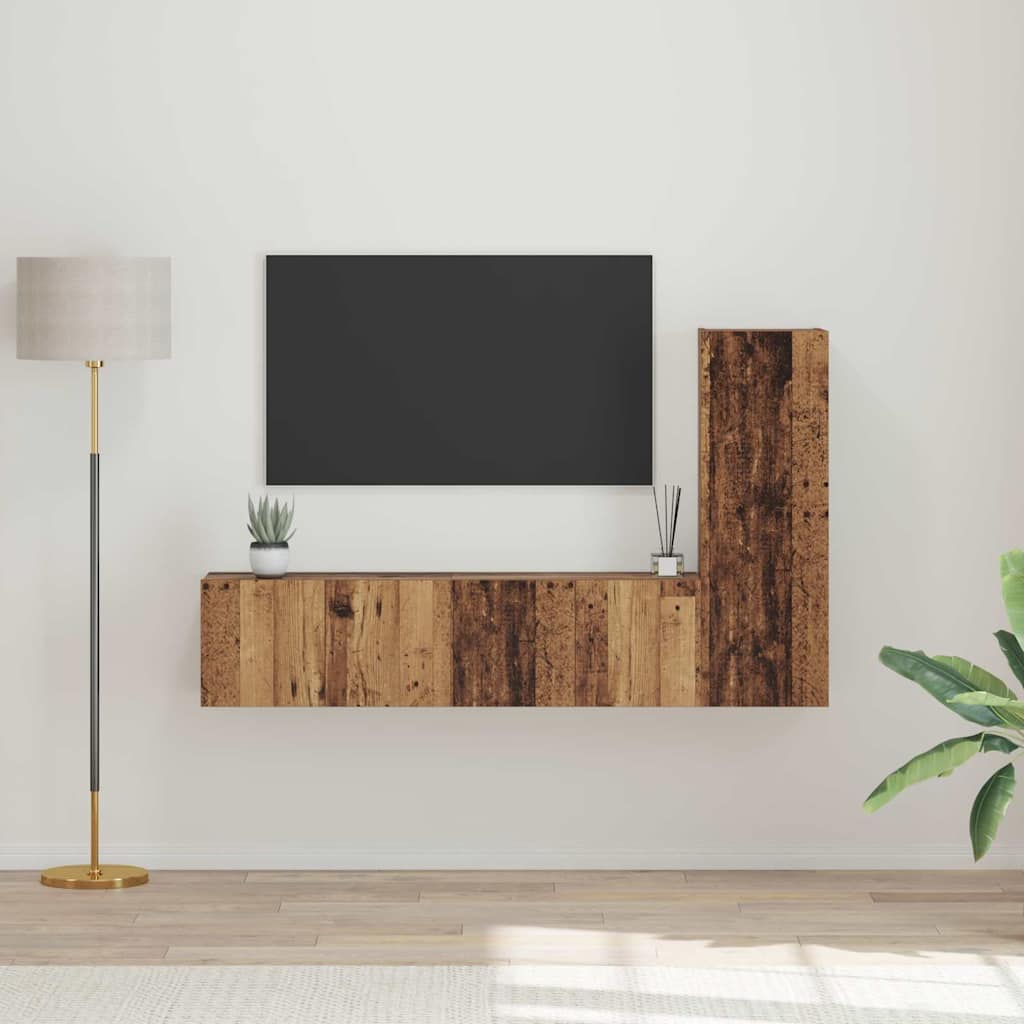 3-tlg. TV-Schrank-Set Weiß Holzwerkstoff