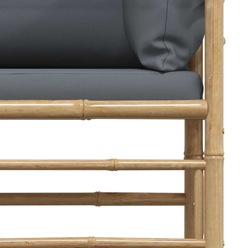 3-tlg. Garten-Lounge-Set mit Kissen Bambus