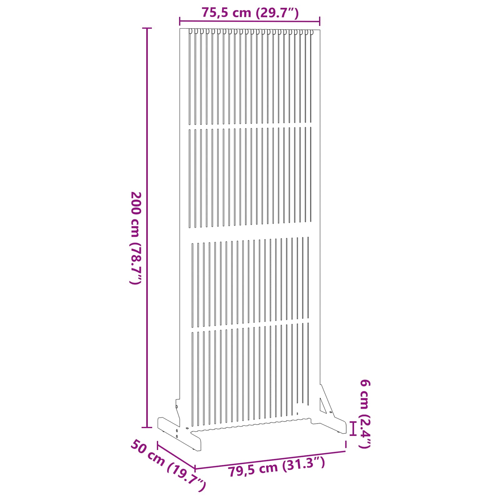 Sichtschutz Braun 79,5 x 50 x 110 cm Massivholz Akazie