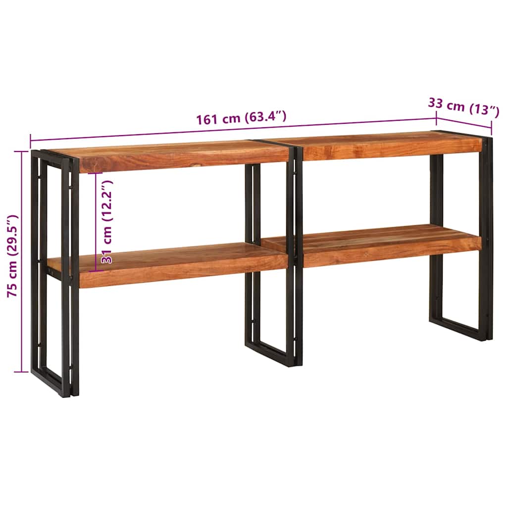 Konsolentisch mit Regal Braun 160 x 33 x 75 cm Massivholz Mango