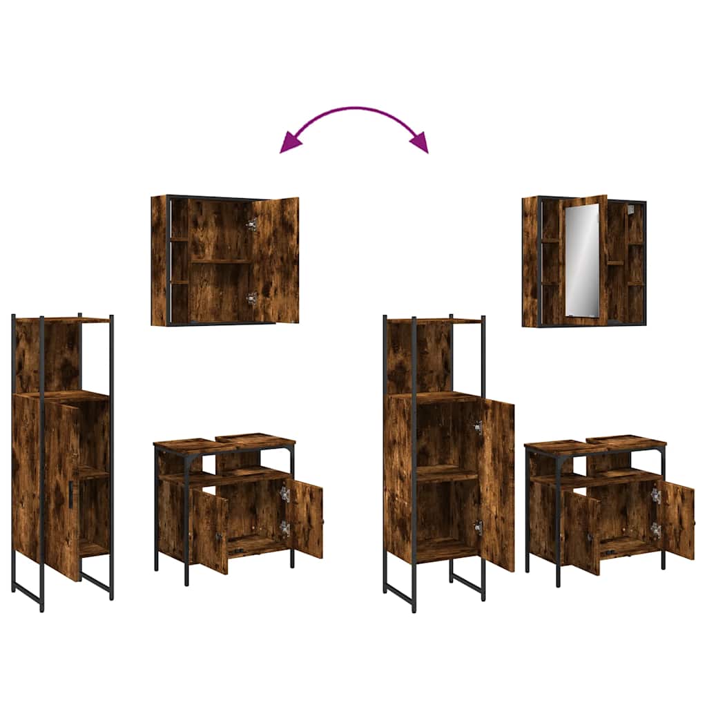 3-tlg. Badmöbel-Set Schwarz Holzwerkstoff