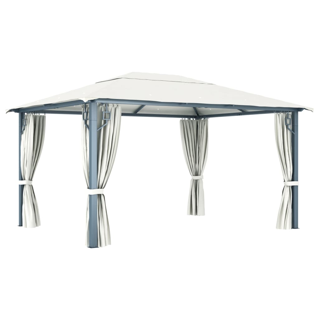 Pavillon mit Vorhang 300x300 cm Taupe Aluminium