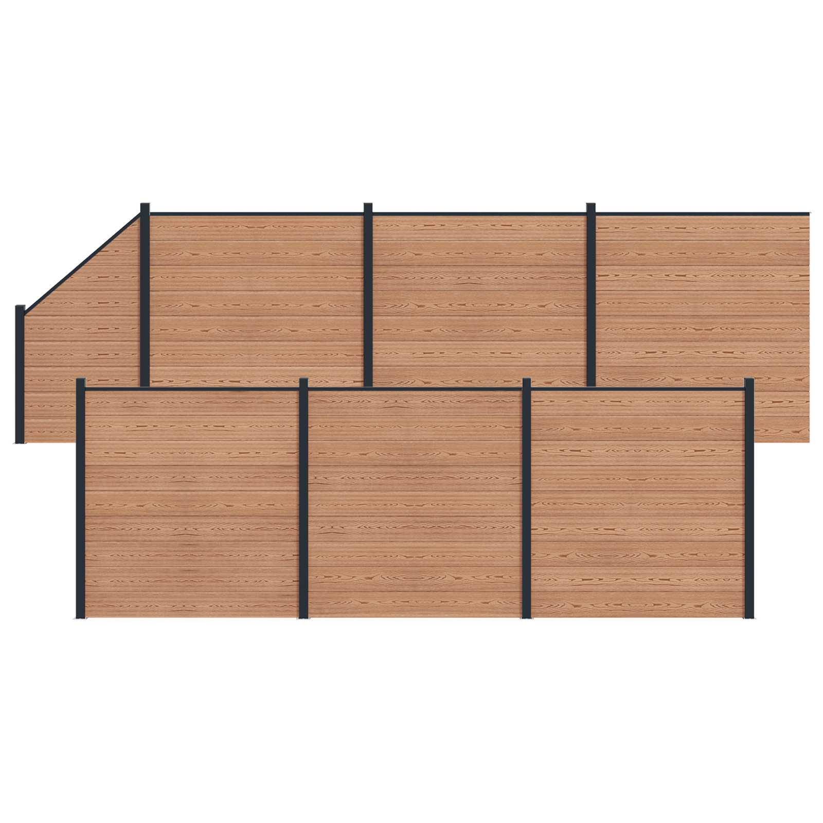 Zaunelement WPC 180x186 cm Schwarz