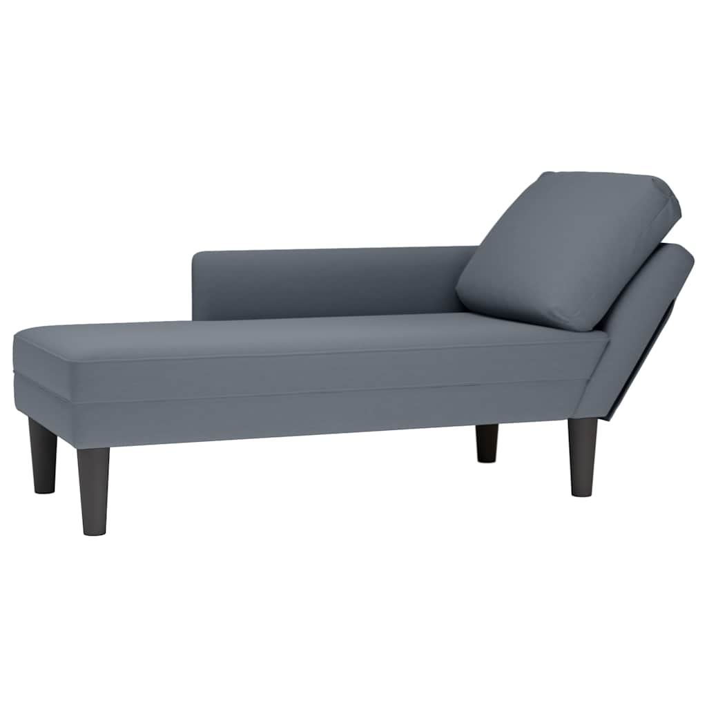 Chaiselongue mit Kissen und Rechter Armlehne Blau Samt