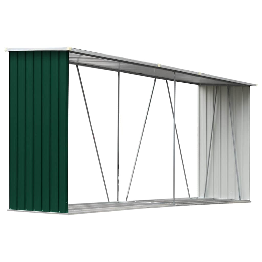 Brennholzlager aus verzinktem Stahl 330x84x152 cm Grau