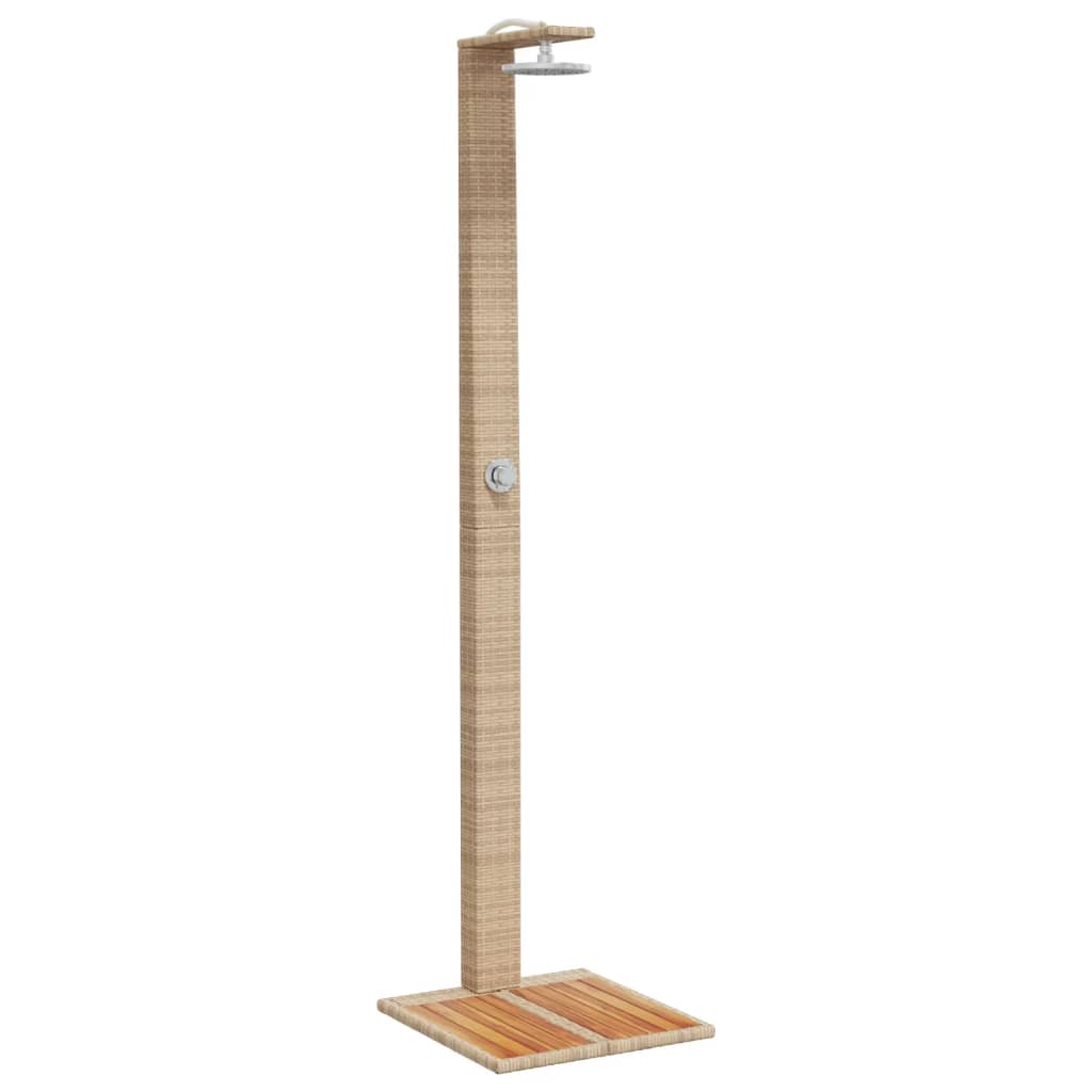 Gartendusche Schwarz 50x55x224 cm Poly Rattan und Akazienholz
