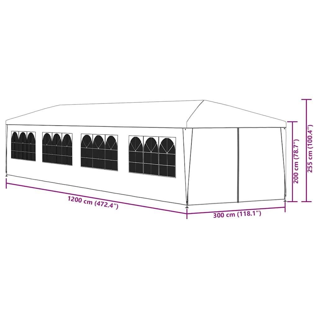 Party-Zelt 400 x 300 x 255 cm Rot PE und Stahl