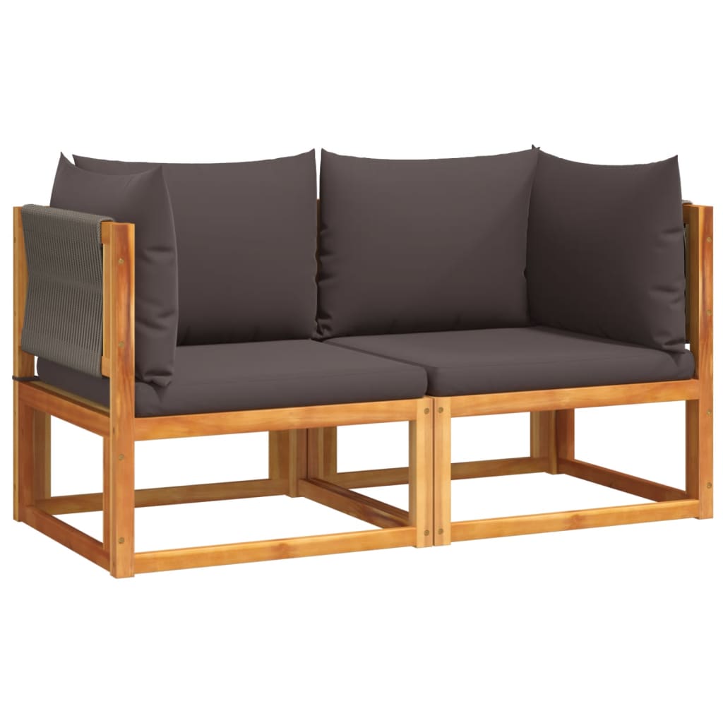 6-tlg. Gartensofa-Set mit Kissen Holz Akazie & Seil