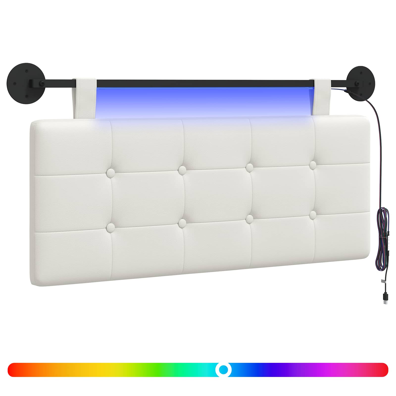 Hängendes Kopfteil Mit LED Licht Creme Kunstleder