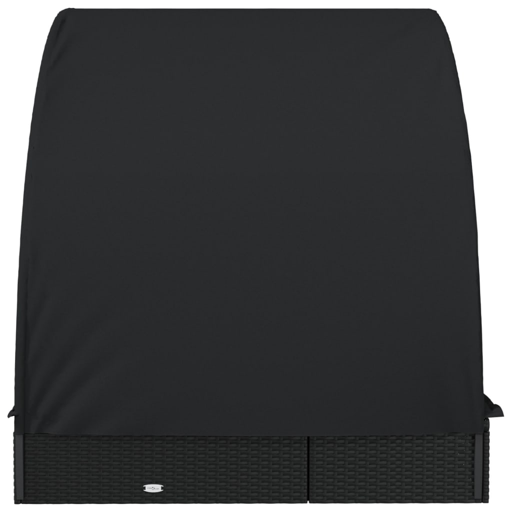 2-Personen-Sonnenliege mit Dach Braun 211x112x140 Poly Rattan