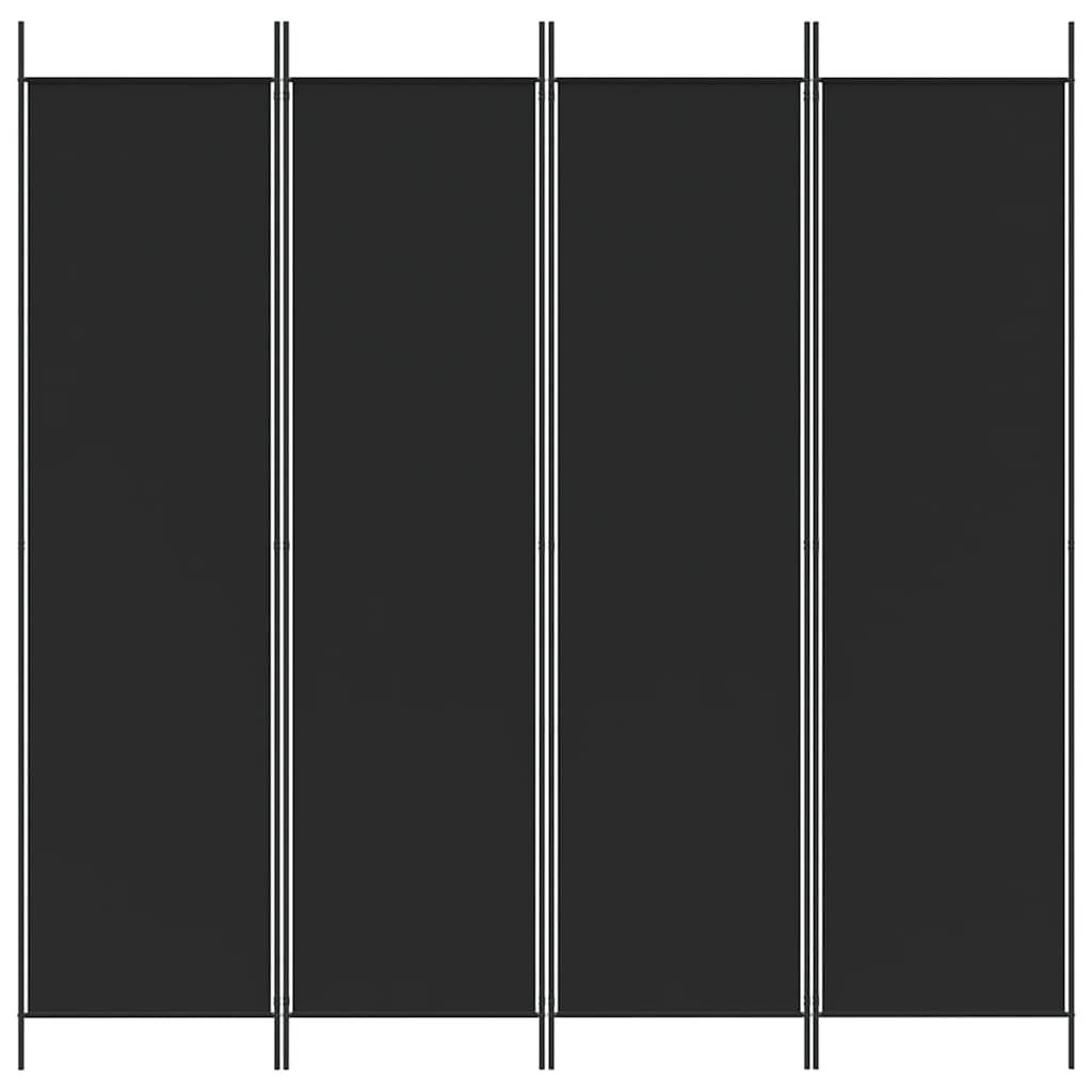 3-tlg. Paravent Schwarz 150x200 cm Stoff