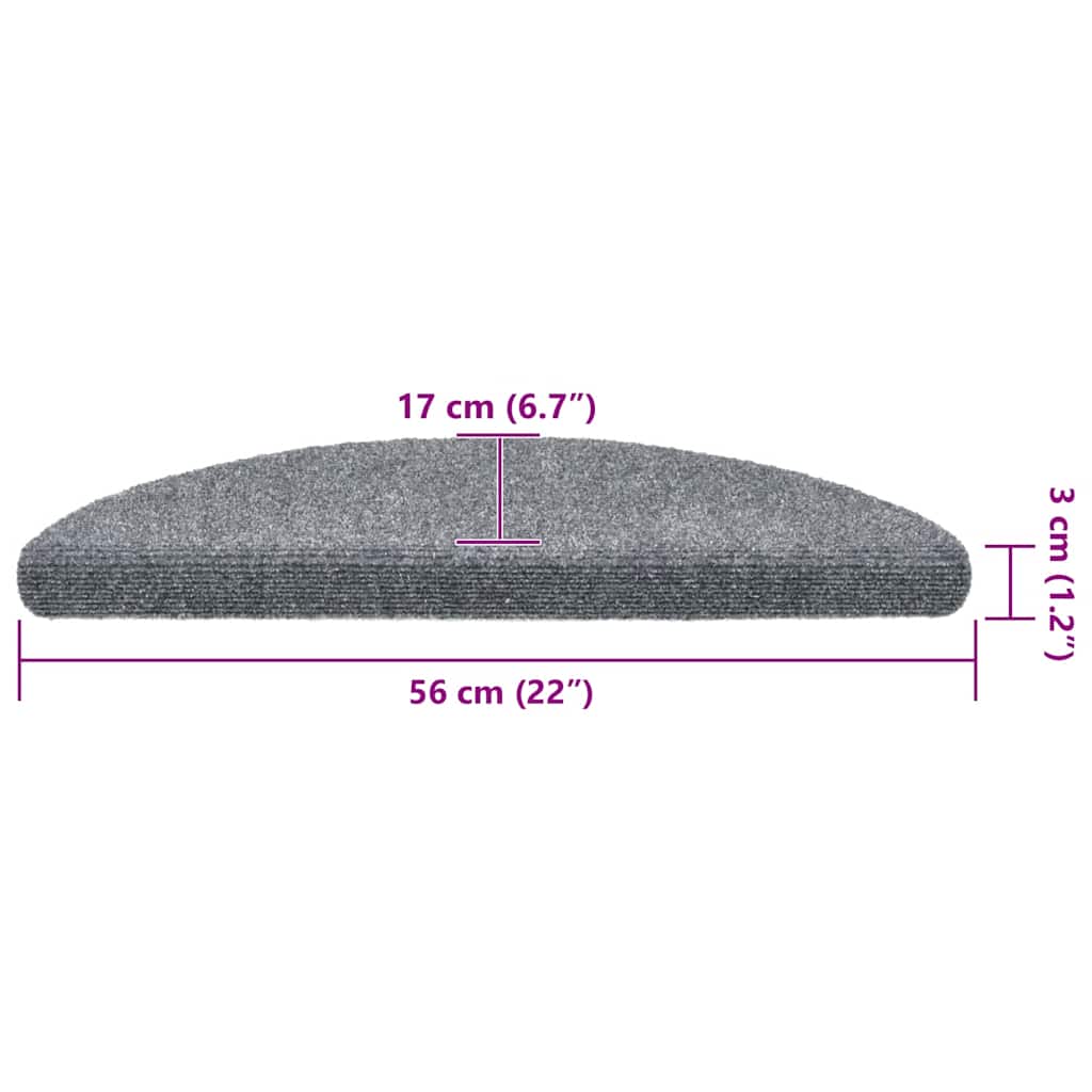 Stufenmatten Selbstklebend 15 Stk. 56x17x3 cm Hellbraun Halbrund