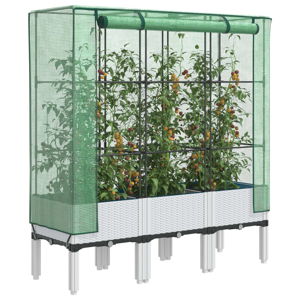 Hochbeet mit Gewächshaus-Aufsatz Rattan-Optik 40x40x140 cm