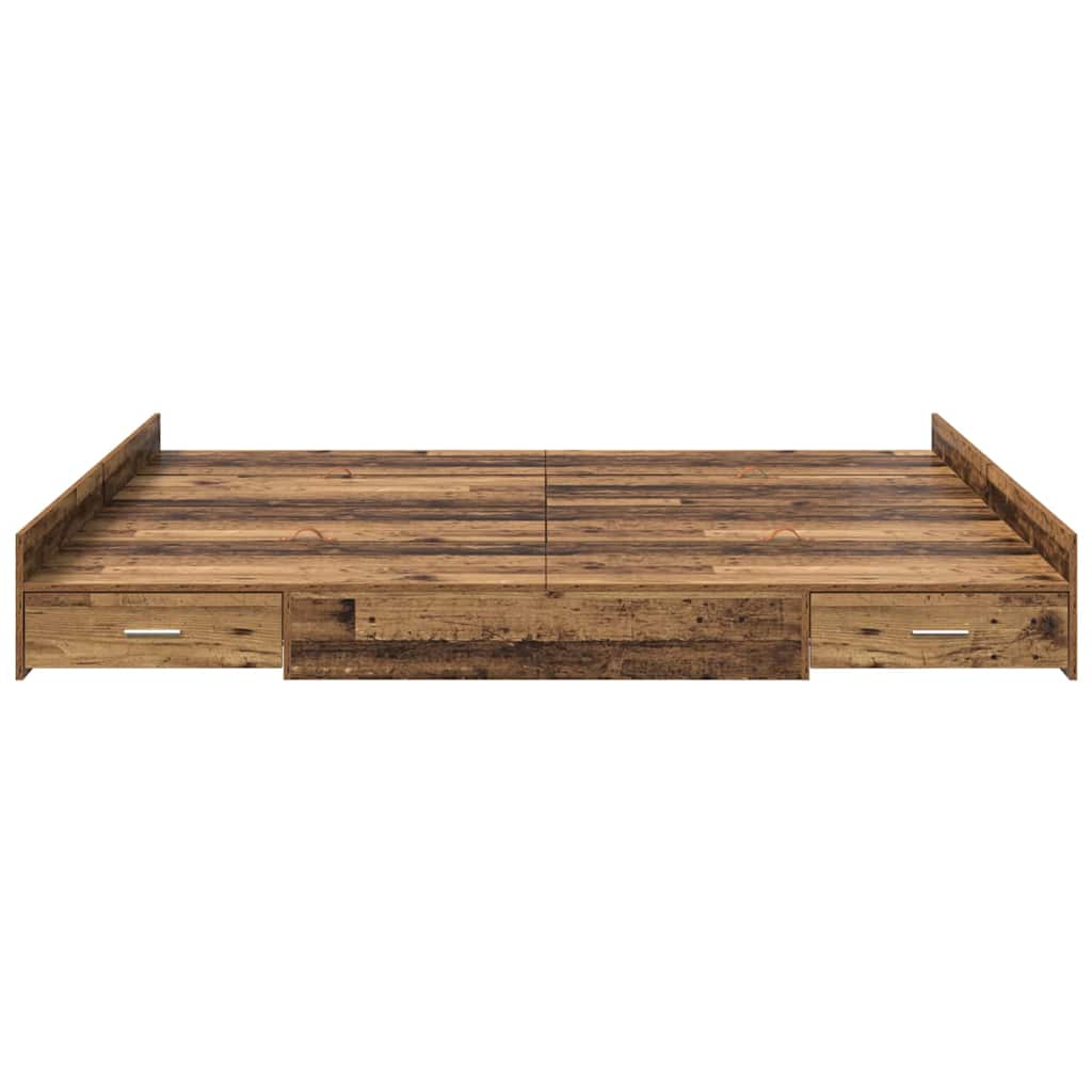 Aufbewahrungsbettgestell Weiß 200 x 200 cm Holzwerkstoff