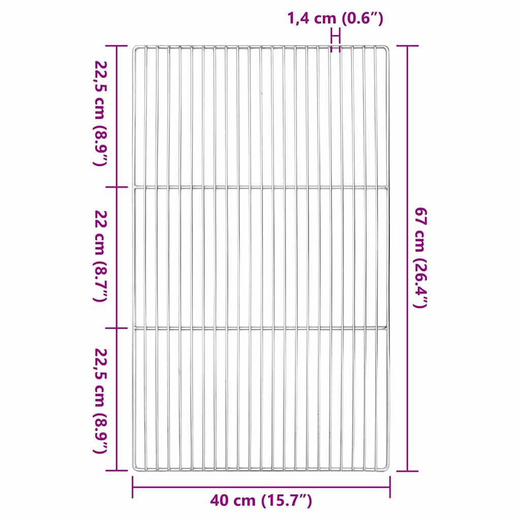 Grillrost Silber 40 x 30 cm Edelstahl
