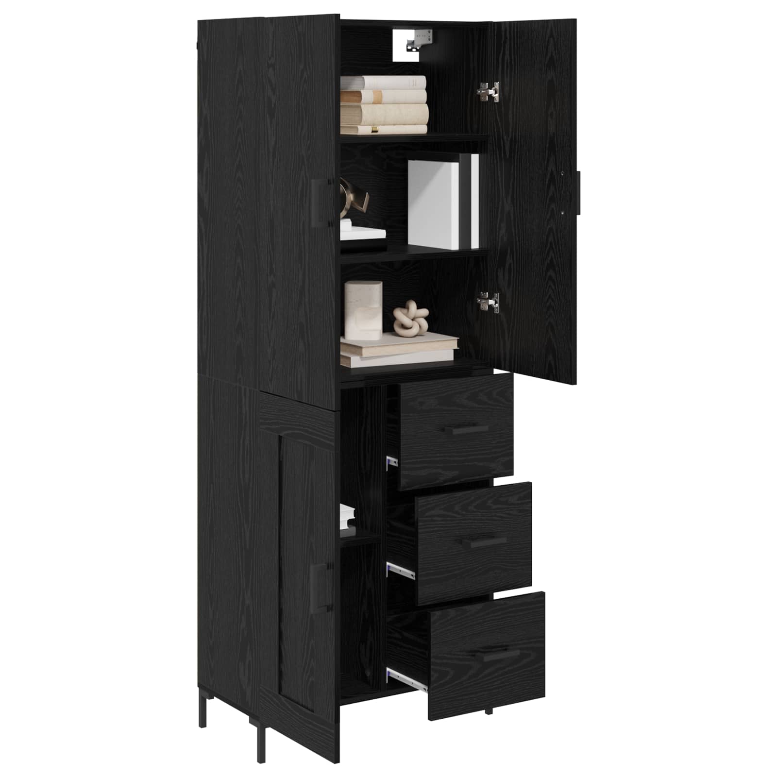 Highboard Betongrau 69,5x34x180 cm Holzwerkstoff