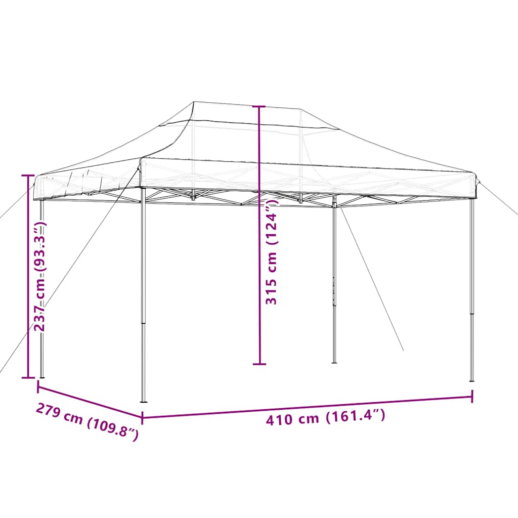 Partyzelt Faltbar Pop-Up Beige 410x279x315 cm