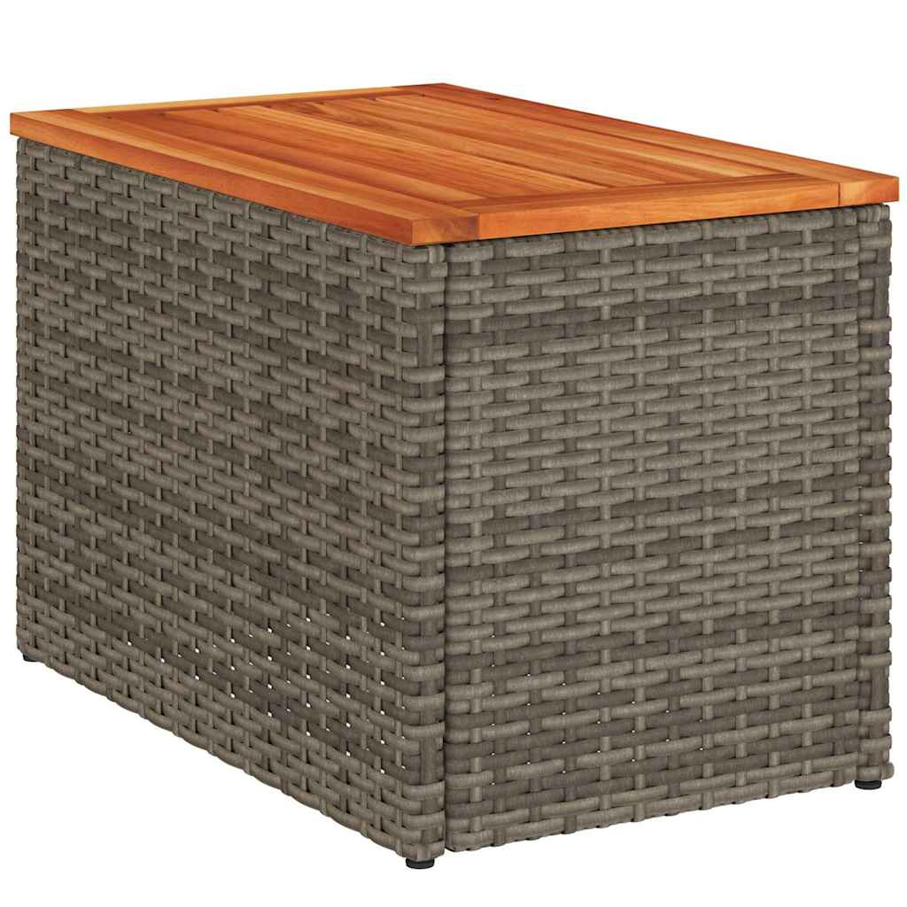 Garten-Beistelltische 2 Stk Schwarz 55x34x37cm Poly Rattan Holz
