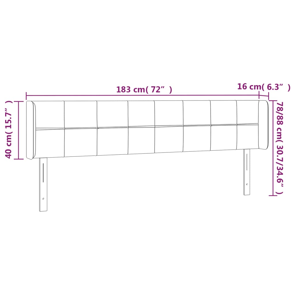 Kopfteil mit Ohren Dunkelblau 93x16x78/88 cm Samt