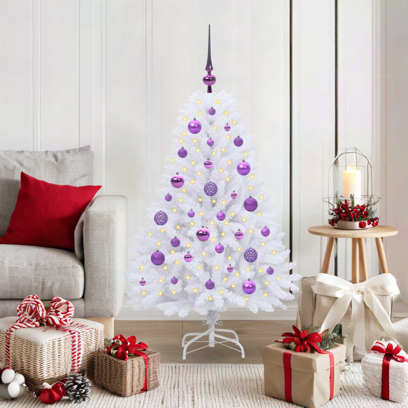 Künstlicher klappbarer Weihnachtsbaum Weiß 120 cm PVC und Stahl