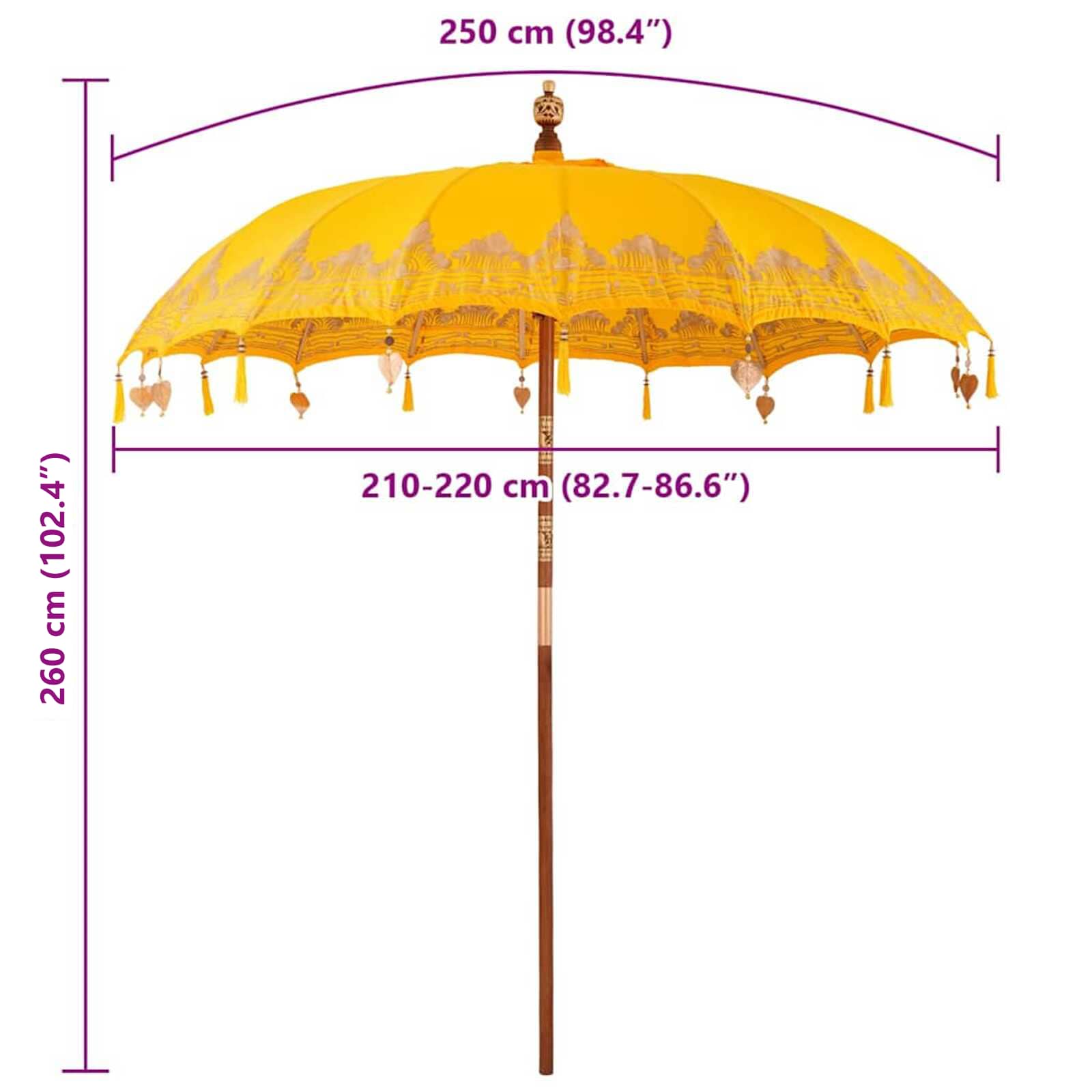Balinesischer Sonnenschirm Creme 185 x 185 x 260 cm