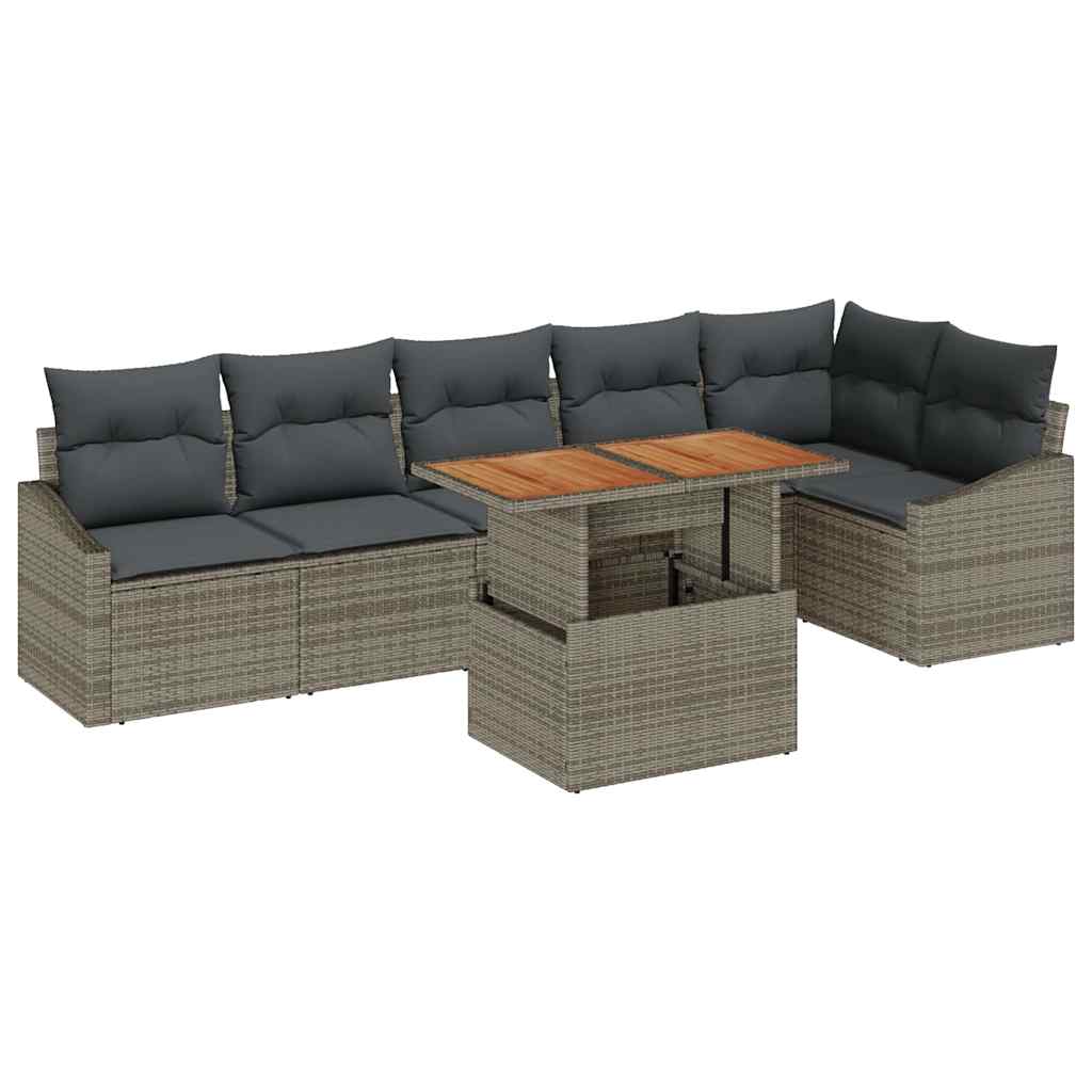 Garten Essgruppe mit Kissen 7 pcs Schwarz und Creme
