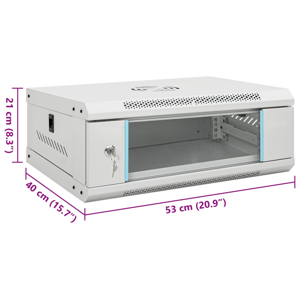 Netzwerkschrank mit Speicher Grau 60 x 45 x 28 cm Stahl