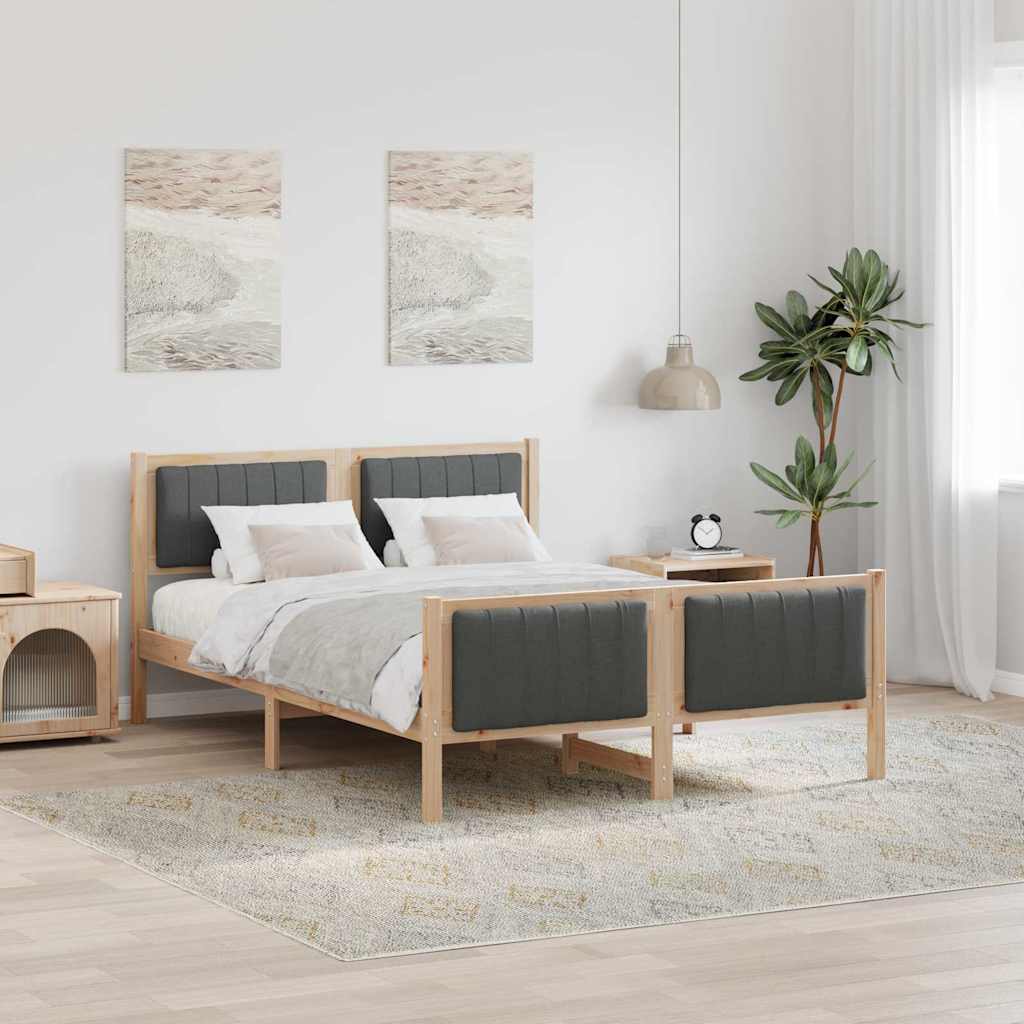 Bettgestell Braun und hellgrau 200 x 200 cm Massivholz Kiefer