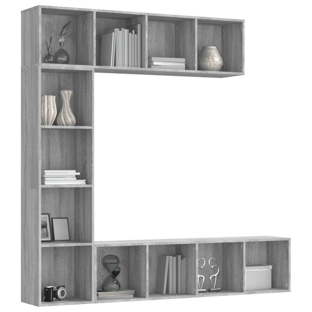 3-tlg. Bücher-/TV-Schrank Set Weiß 180×30×180 cm