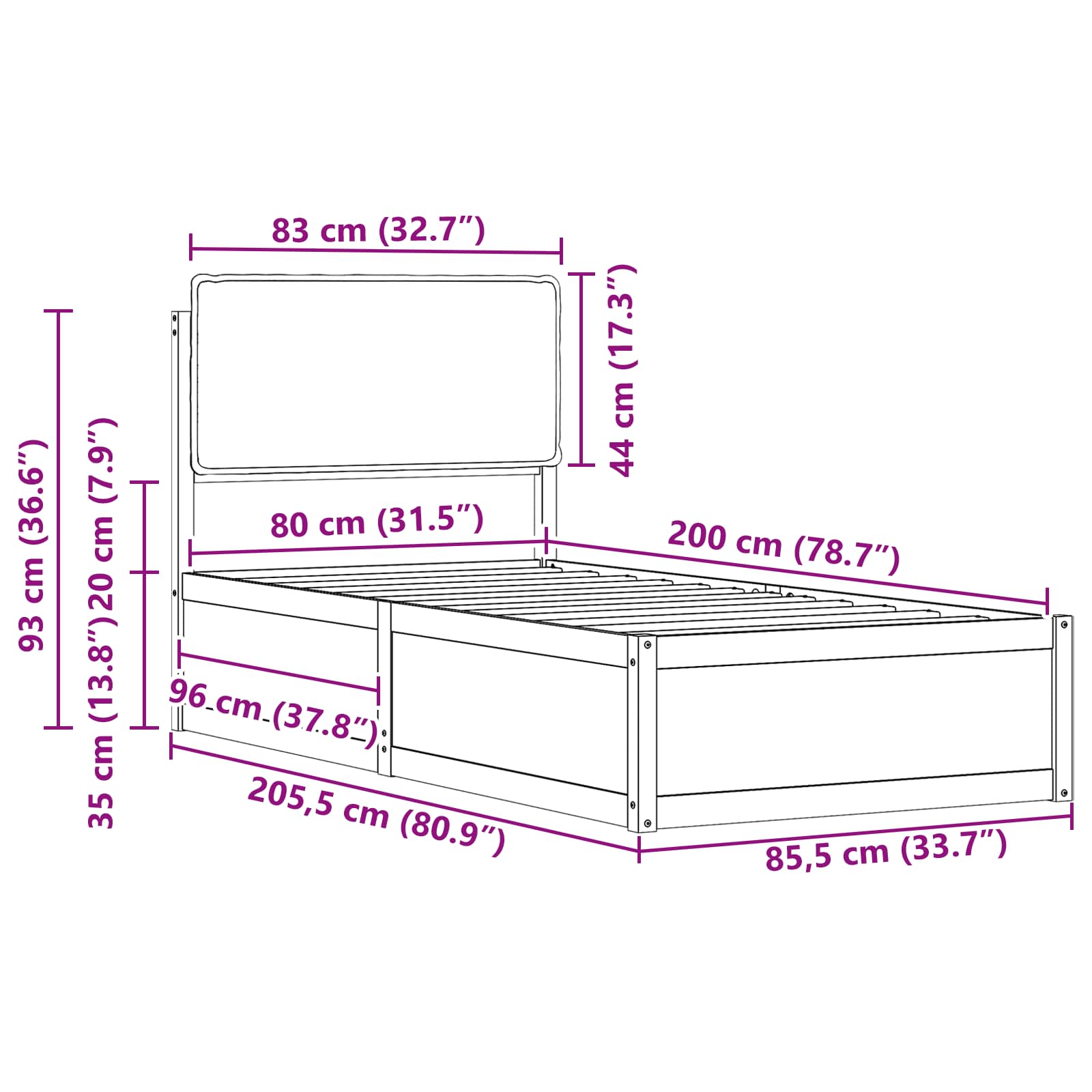 Bettgestell mit gepolstertem Kopfteil Hellgrau 200 x 200 cm