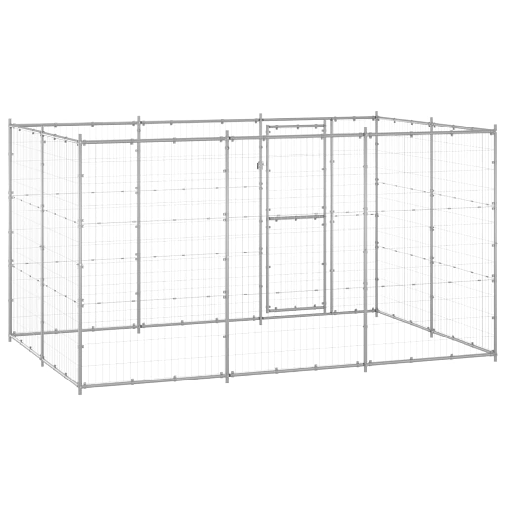 Outdoor-Hundezwinger mit Überdachung Stahl 7,26 m²