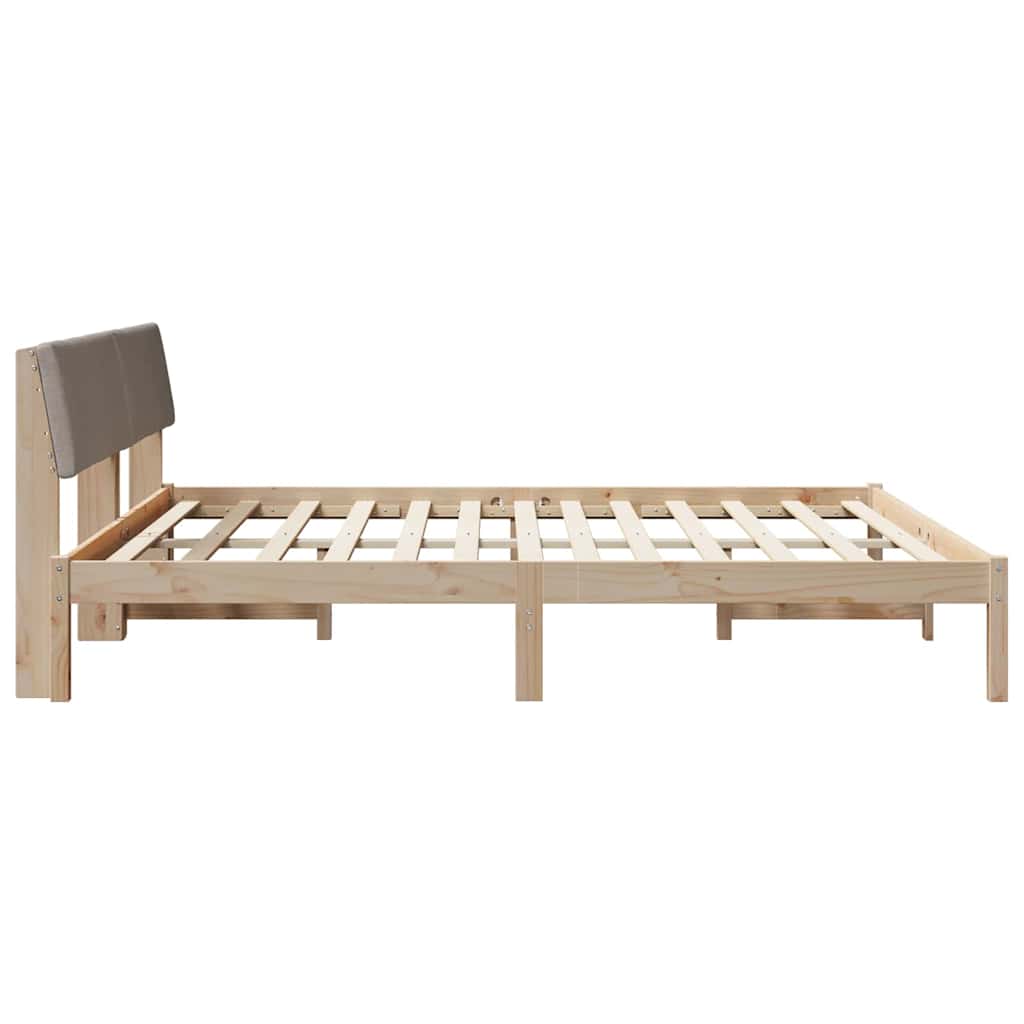 Bettgestell Braun und hellgrau 200 x 200 cm Massivholz Kiefer