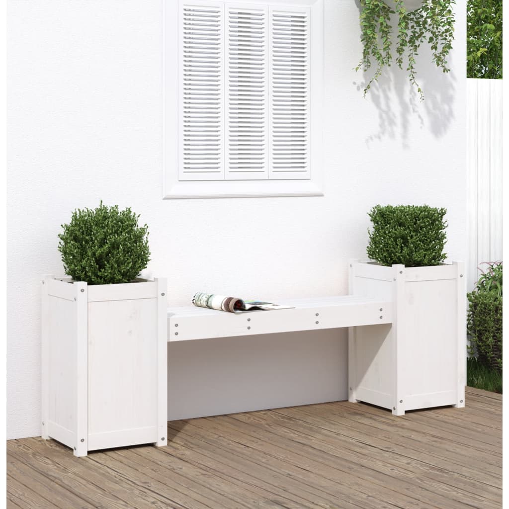 Gartenbank mit Pflanzkübeln Honigbraun 180x36x63 cm Massivholz