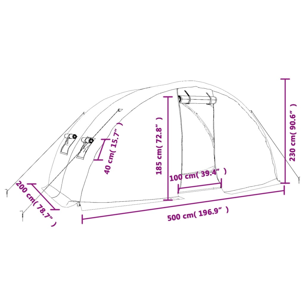 Gewächshaus mit Stahlrahmen Weiß 40 m² 8x5x2,3 m