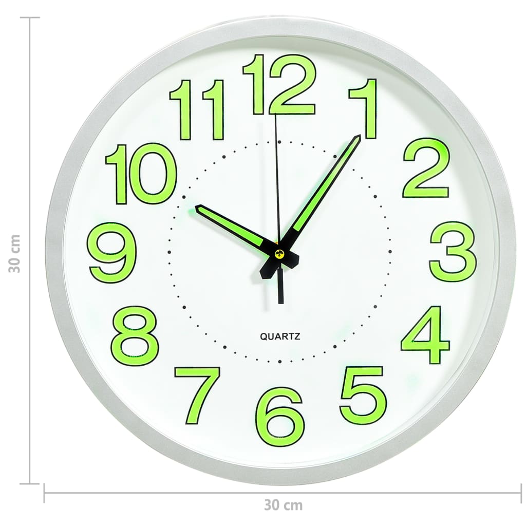 Leuchtende Wanduhr Schwarz 30 cm
