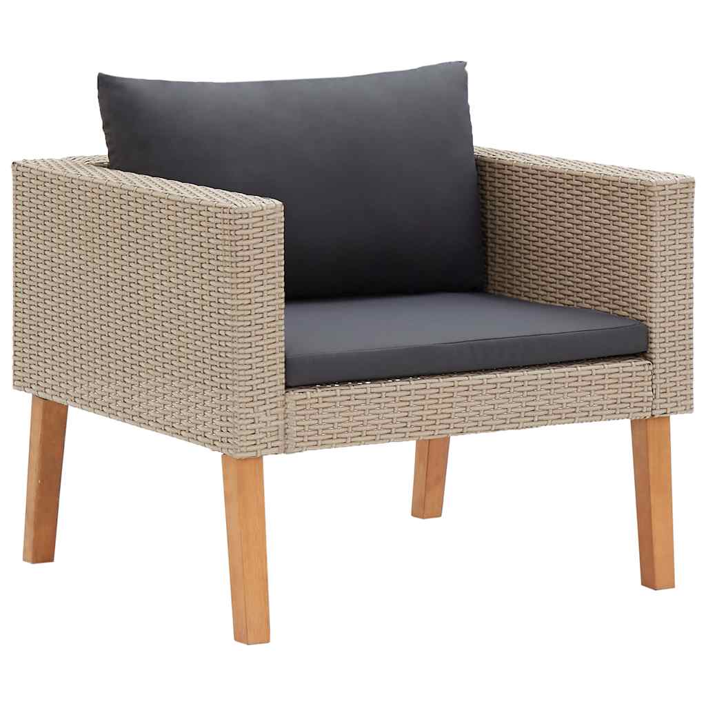 3-Sitzer-Gartensofa mit Auflagen Poly Rattan Beige