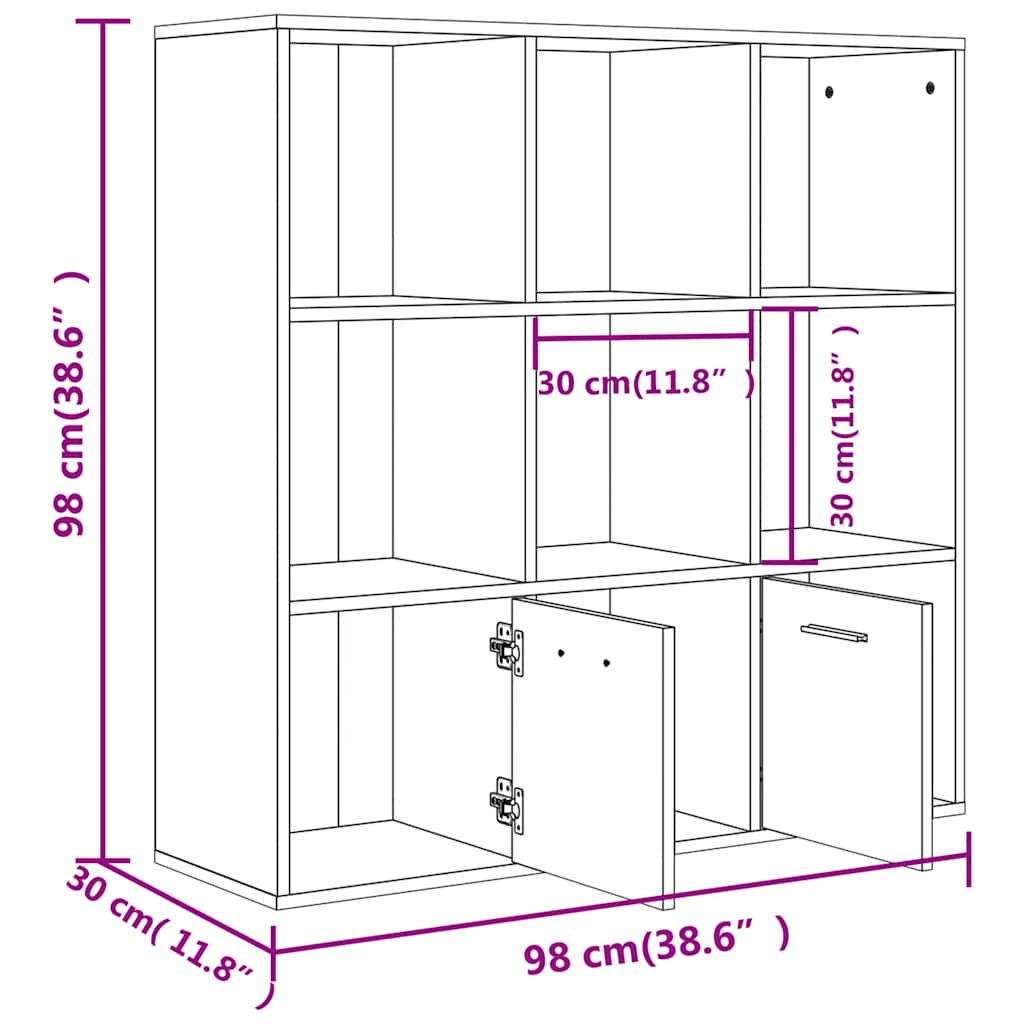 Bücherregal Weiß 98x30x98 cm Holzwerkstoff