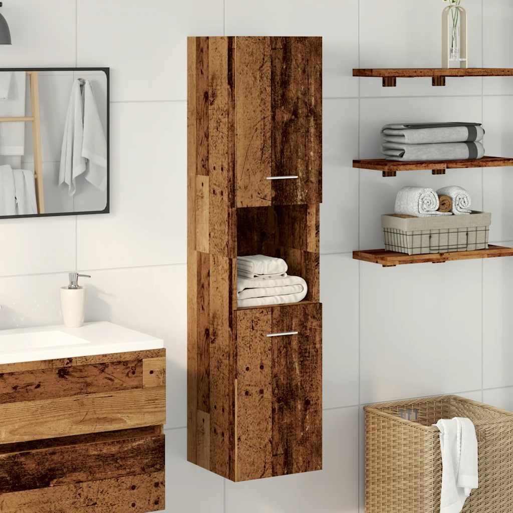 Badezimmerschrank Weiß 30x30x130 cm Holzwerkstoff